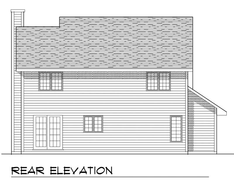 Home Plan Rear Elevation of this 4-Bedroom,1683 Sq Ft Plan -101-1822