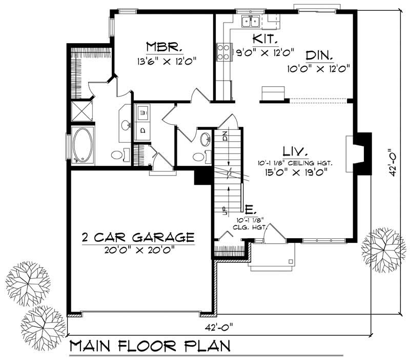 Floor Plan First Story of Ranch Plan #101-1822