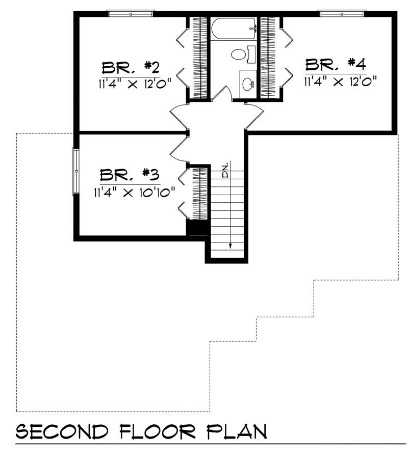 Floor Plan Second Story of Ranch Plan #101-1822