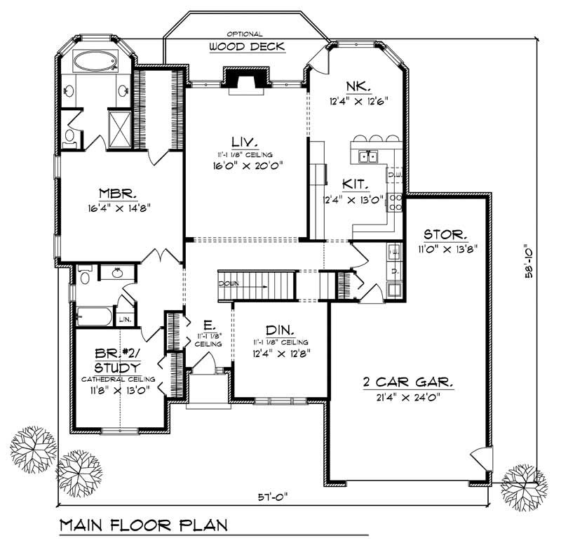 Floor Plan First Story of Ranch Plan #101-1825