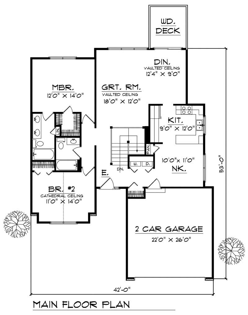 Floor Plan First Story of Ranch Plan #101-1829