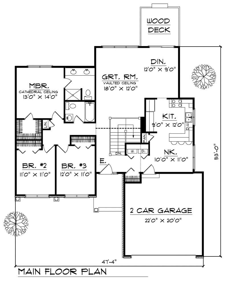 Floor Plan First Story of Ranch Plan #101-1830
