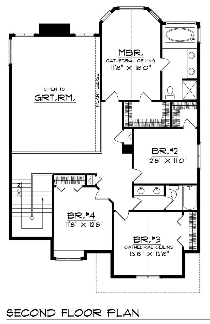 Floor Plan Second Story of Country Plan #101-1833