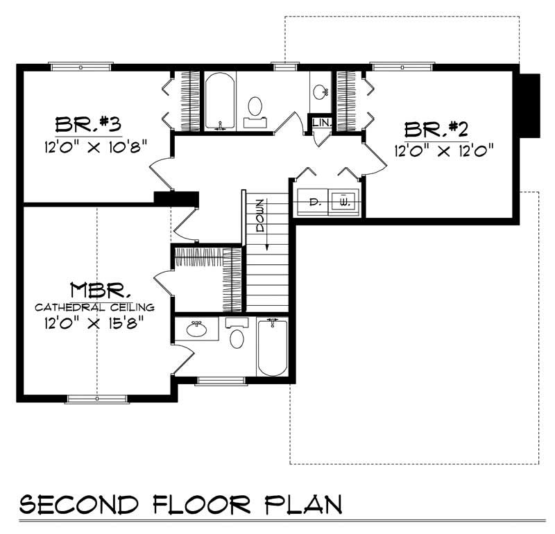 Floor Plan Second Story of Country Plan #101-1836