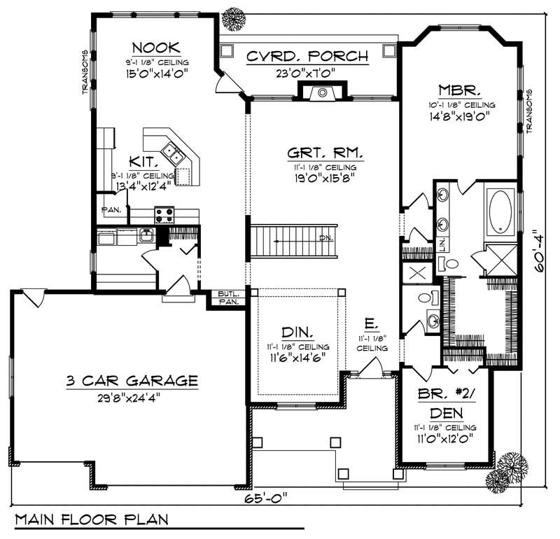 Floor Plan First Story of Colonial Plan #101-1838