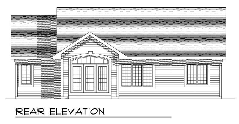 Home Plan Rear Elevation of this 3-Bedroom,1451 Sq Ft Plan -101-1840