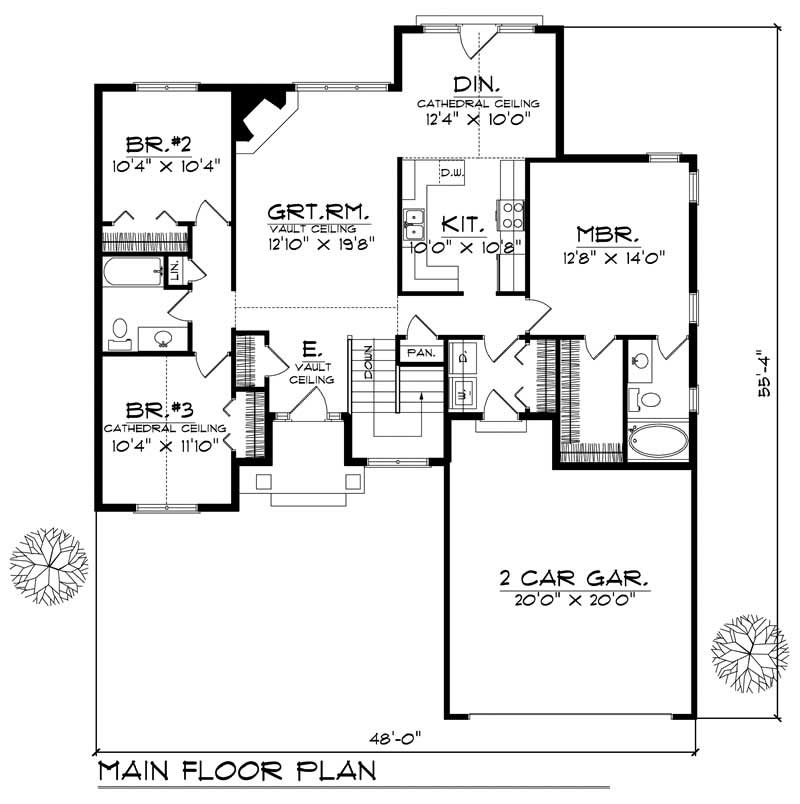 Floor Plan First Story of Ranch Plan #101-1840