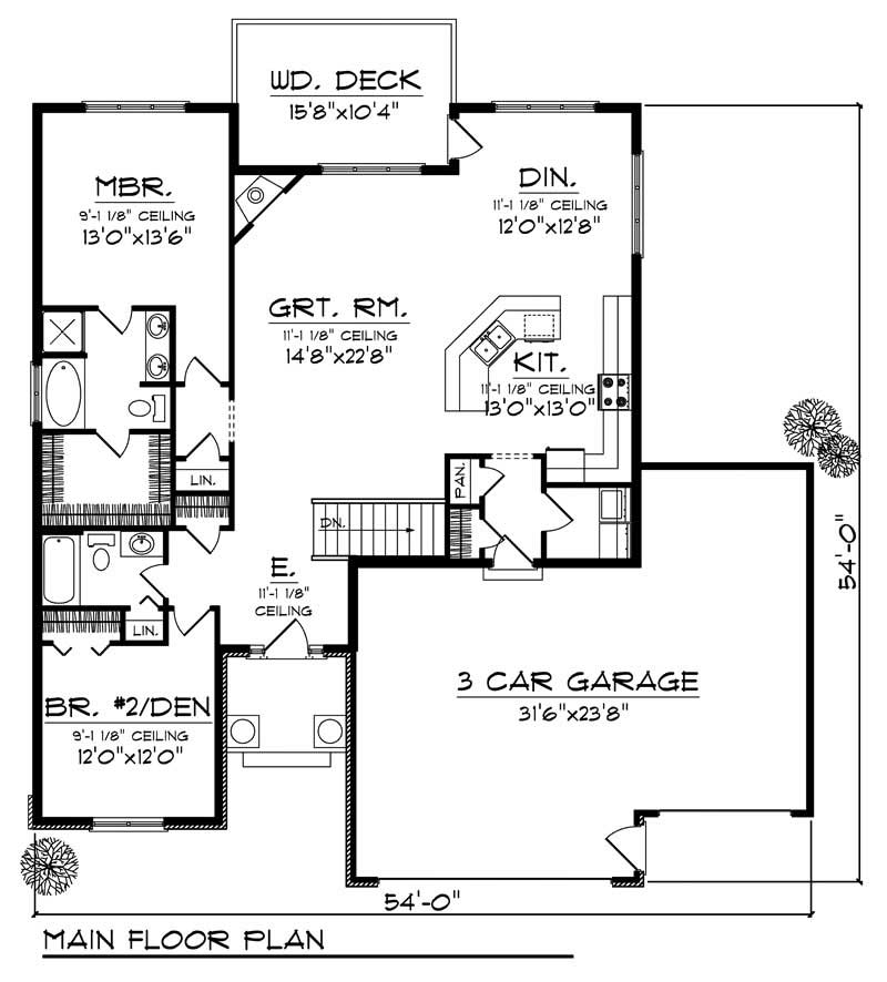 Floor Plan First Story of Country Plan #101-1841