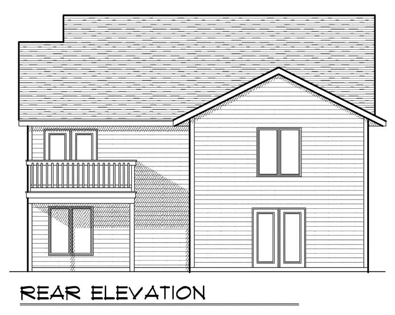 Home Plan Rear Elevation of this 2-Bedroom,1334 Sq Ft Plan -101-1842
