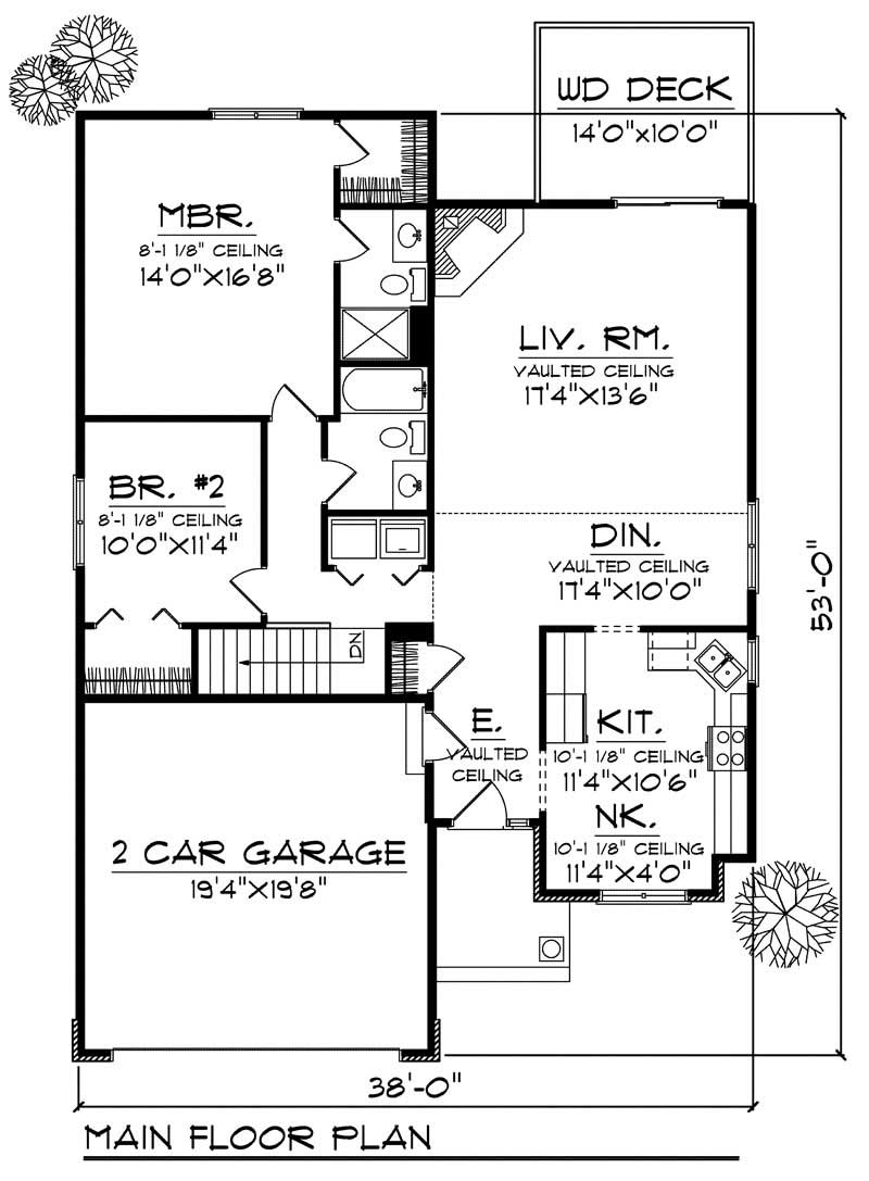 Floor Plan First Story of Ranch Plan #101-1842