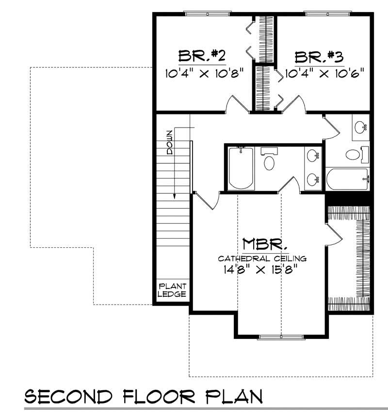 Floor Plan Second Story of Country Plan #101-1845