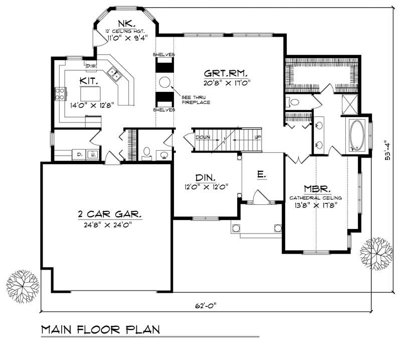 Floor Plan First Story of Prairie Plan #101-1846