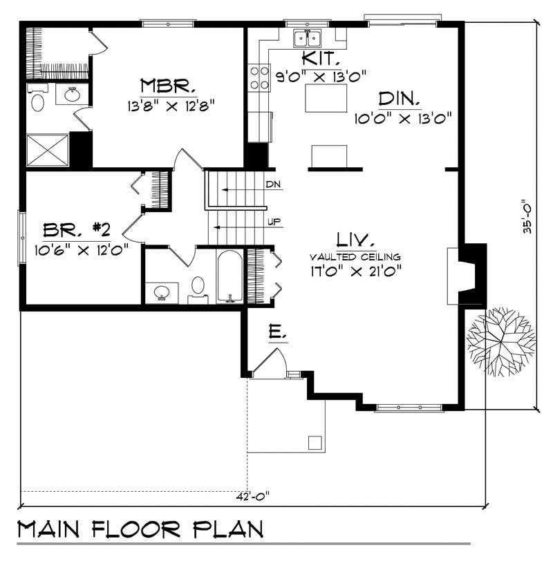 Floor Plan First Story of Ranch Plan #101-1847