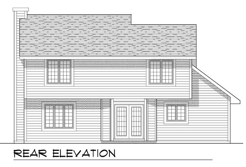 Home Plan Rear Elevation of this 3-Bedroom,1552 Sq Ft Plan -101-1848