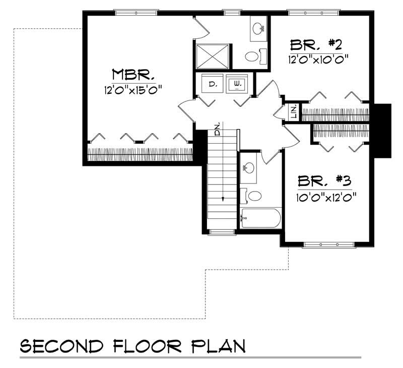 Floor Plan Second Story of Country Plan #101-1848