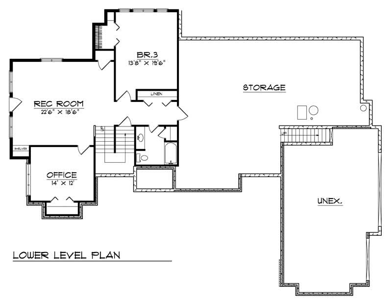 Floor Plan Basement of Craftsman Plan #101-1850