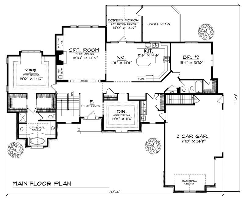 Floor Plan First Story of Craftsman Plan #101-1850