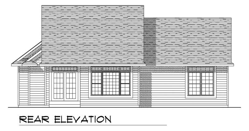 Home Plan Rear Elevation of this 3-Bedroom,1456 Sq Ft Plan -101-1853