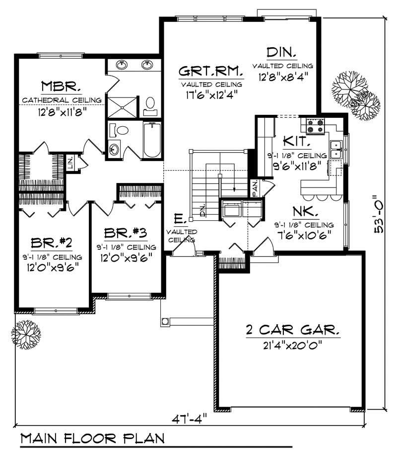Floor Plan First Story of Bungalow Plan #101-1853