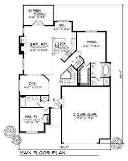 Floor Plan First Story of Prairie Plan #101-1855