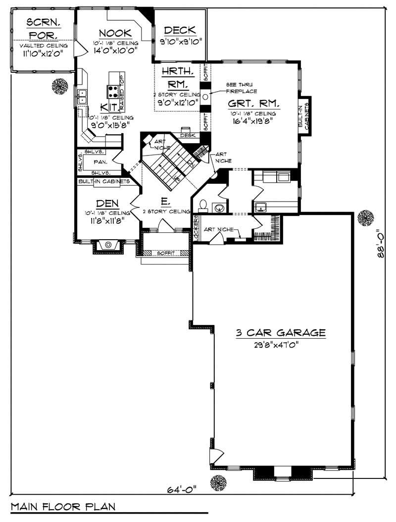 Floor Plan First Story of Traditional Plan #101-1859
