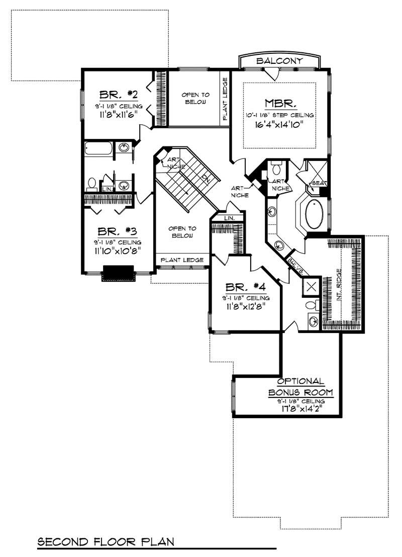 Floor Plan Second Story of Traditional Plan #101-1859