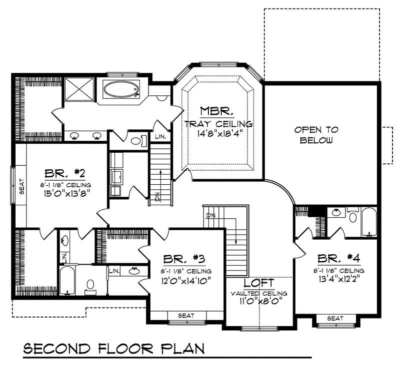 Floor Plan Second Story of Luxury Plan #101-1862