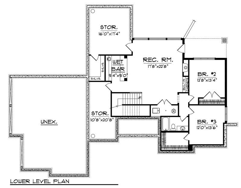 Floor Plan Second Story of Ranch Plan #101-1863