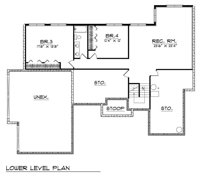 Floor Plan Basement of Country Plan #101-1864