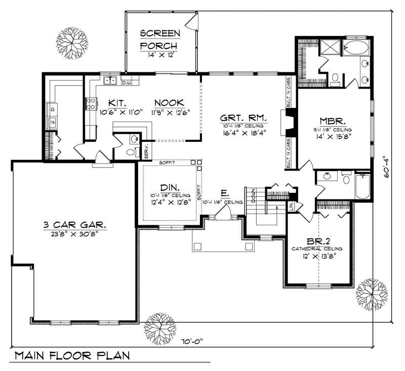 Floor Plan First Story of Country Plan #101-1864