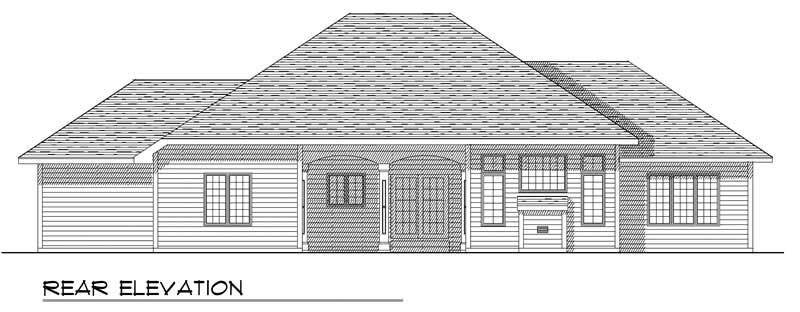Home Plan Rear Elevation of this 3-Bedroom,1916 Sq Ft Plan -101-1866