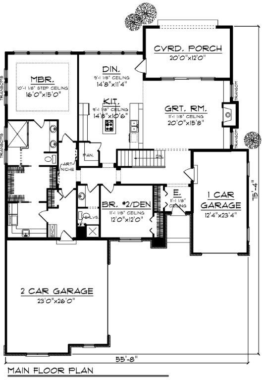 Floor Plan First Story of Country Plan #101-1867