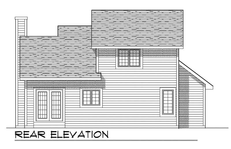Home Plan Rear Elevation of this 3-Bedroom,1342 Sq Ft Plan -101-1868