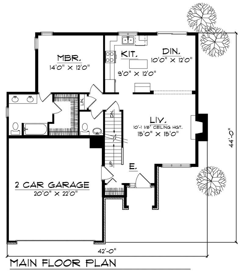 Floor Plan First Story of Bungalow Plan #101-1868