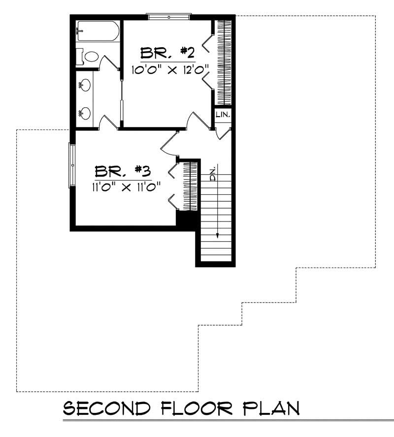 Floor Plan Second Story of Bungalow Plan #101-1868