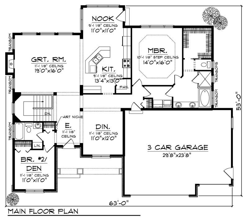 Floor Plan First Story of Country Plan #101-1869