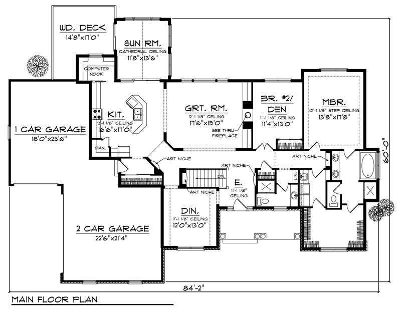 Floor Plan First Story of Colonial Plan #101-1872