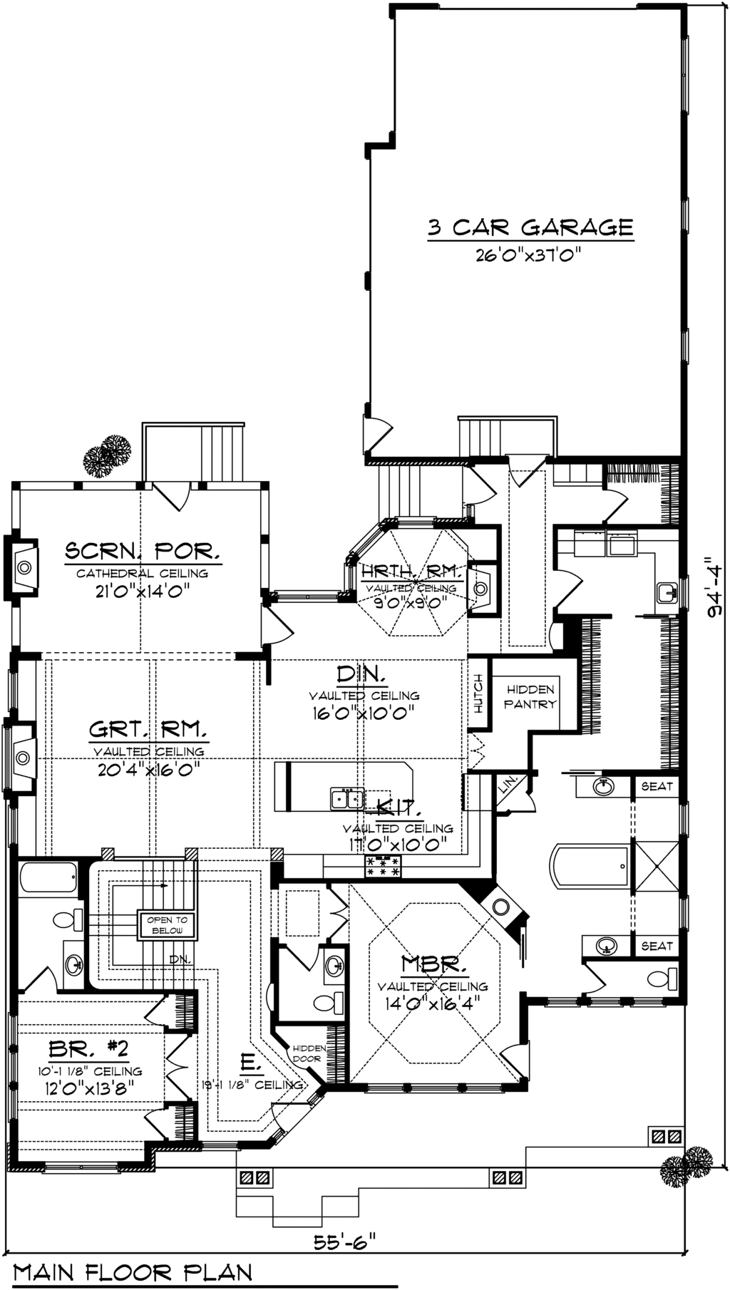 Floor Plan First Story of Craftsman Plan #101-1874