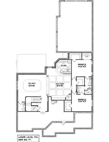 Floor Plan Basement of Craftsman Plan #101-1874