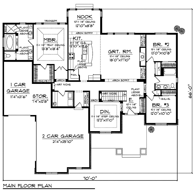Floor Plan First Story of Craftsman Plan #101-1875