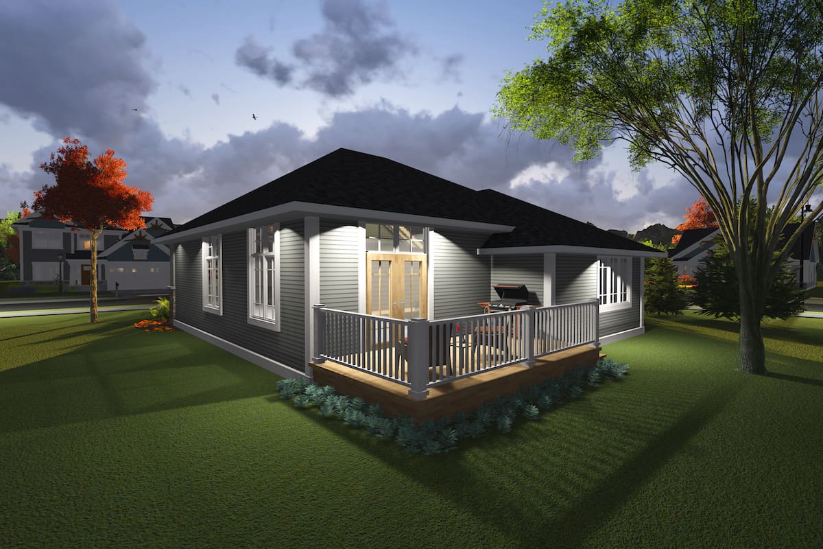 Rear View of this 2-Bedroom, 1360 Sq Ft Plan - 101-1876