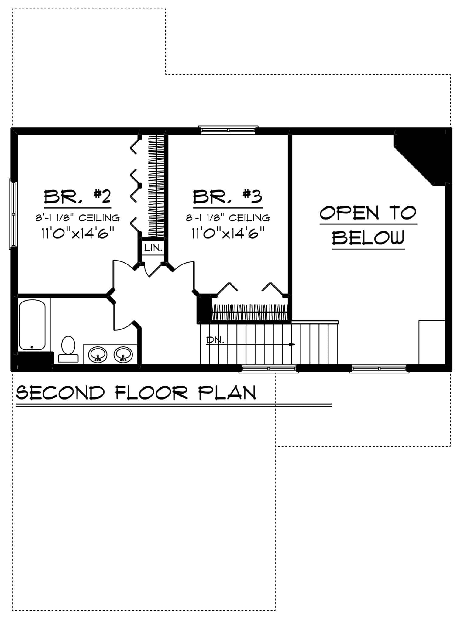 Upper Level of Farmhouse Plan #101-1880
