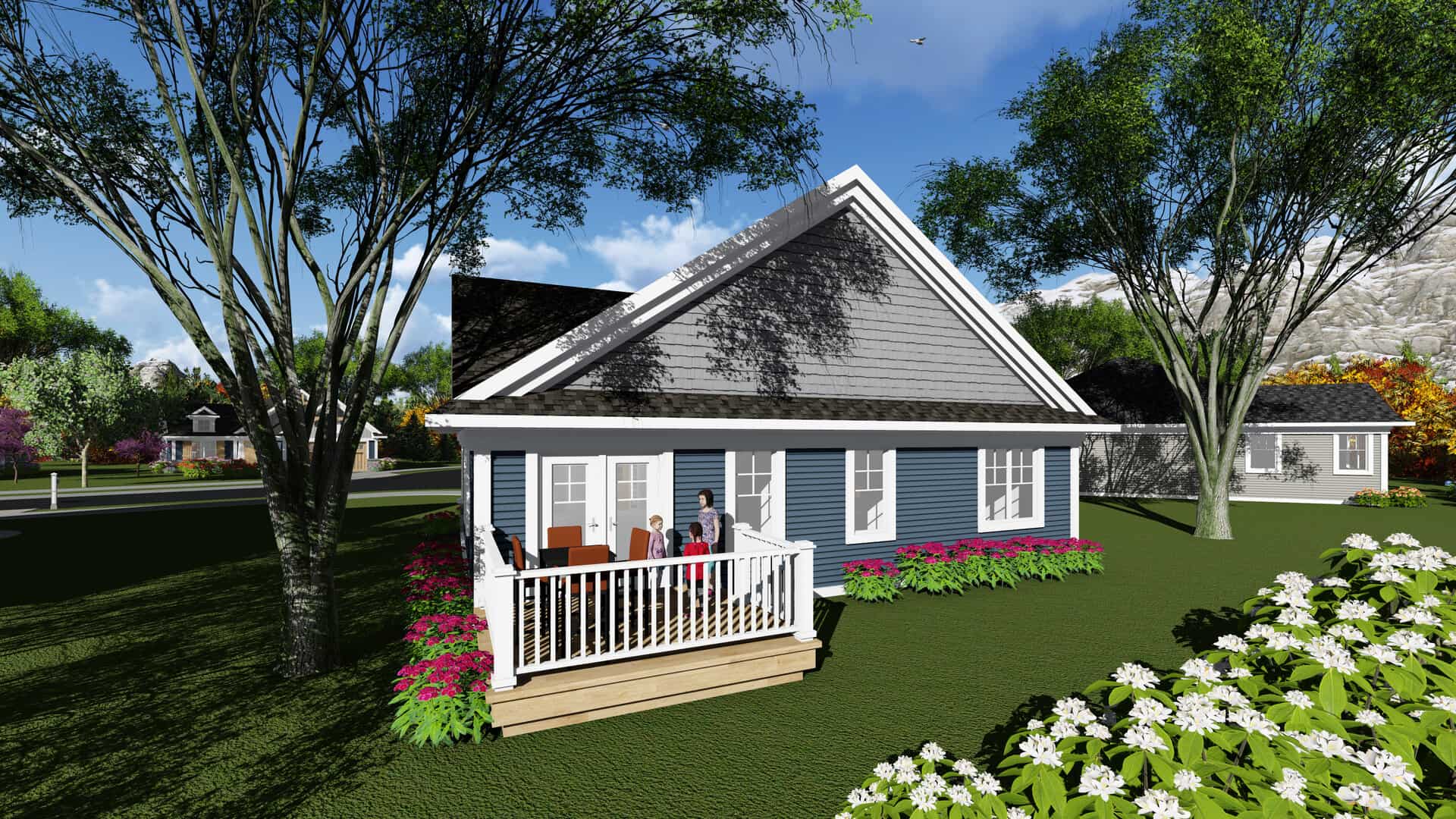 Rear View of this 3-Bedroom, 1170 Sq Ft Plan - 101-1899