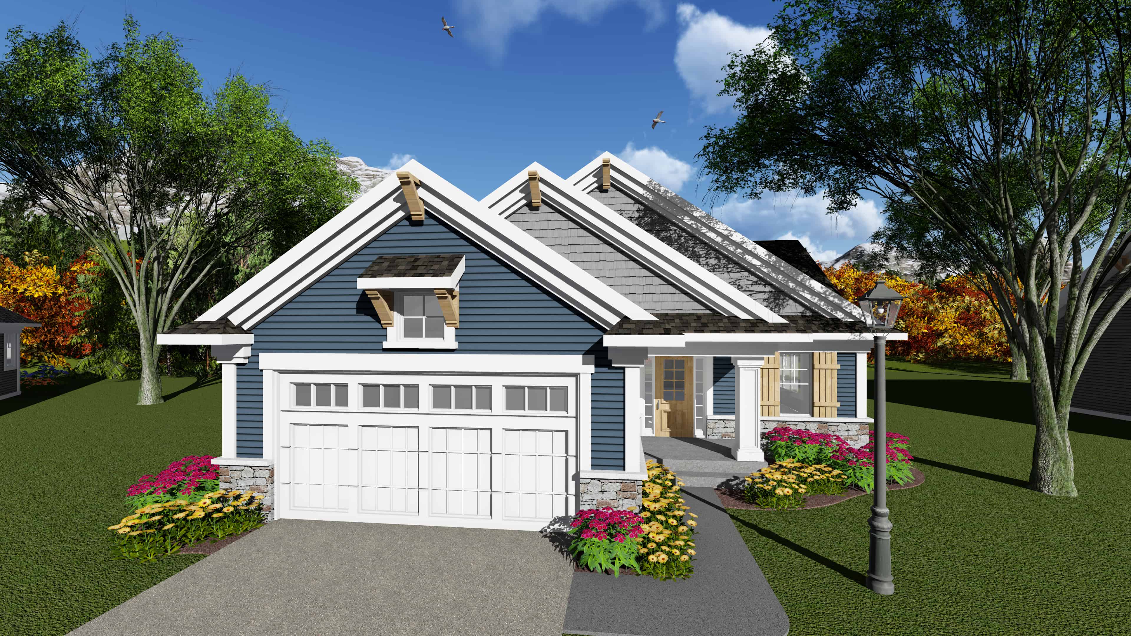 Front elevation of Ranch home (ThePlanCollection: House Plan #101-1899)