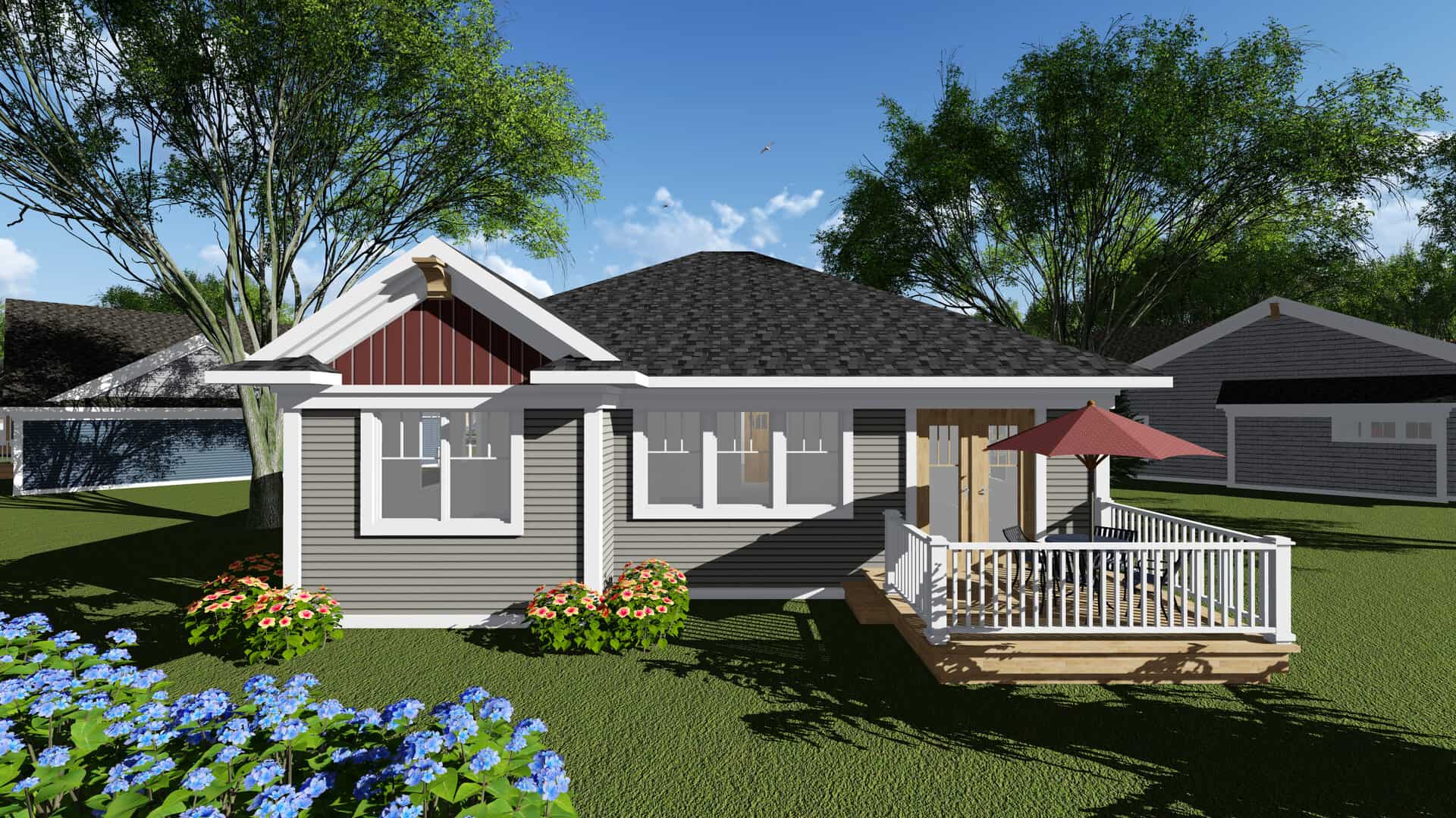 Rear View of this 2-Bedroom, 1334 Sq Ft Plan - 101-1900
