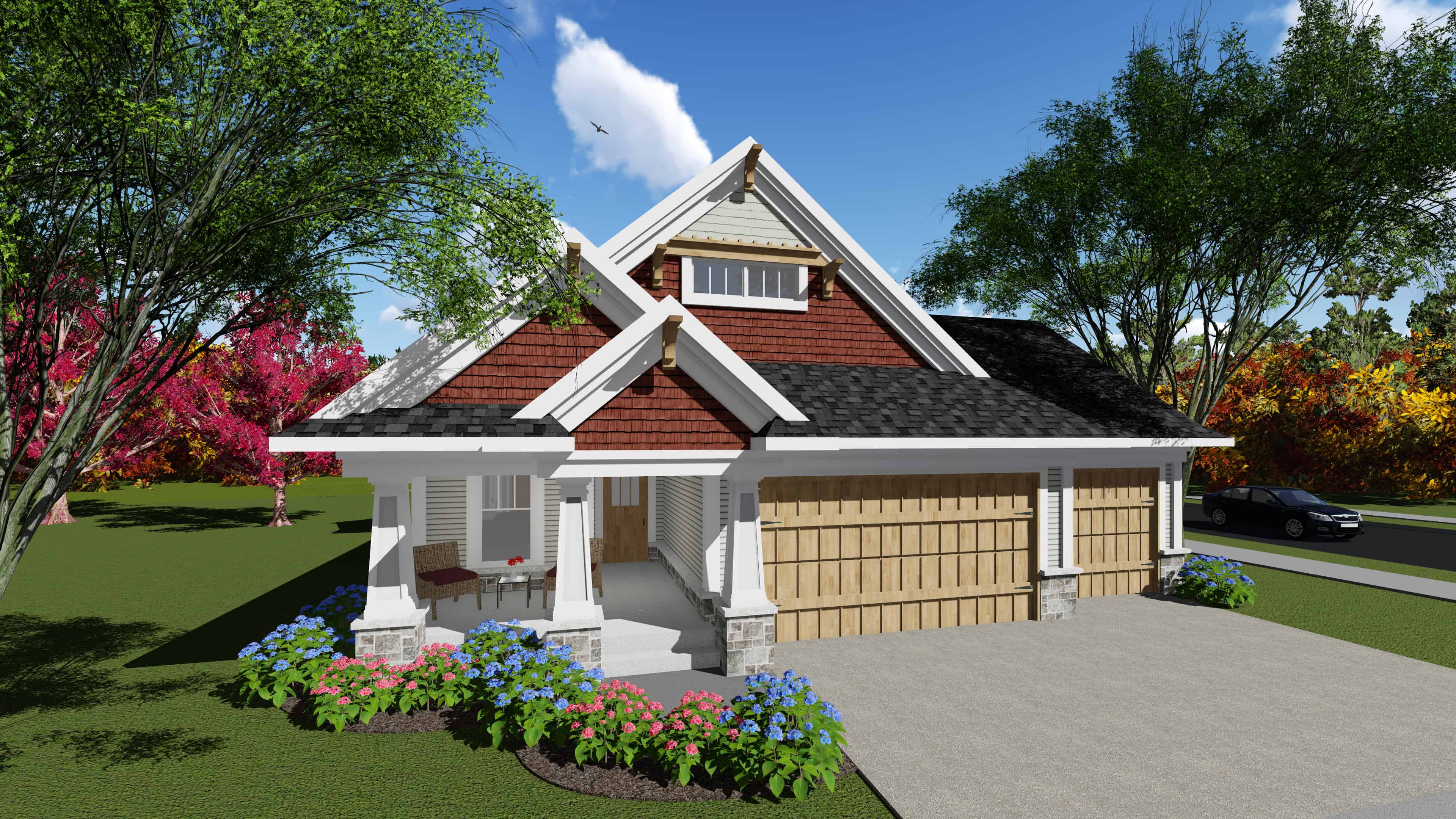 Front elevation of Ranch home (ThePlanCollection: House Plan #101-1901)