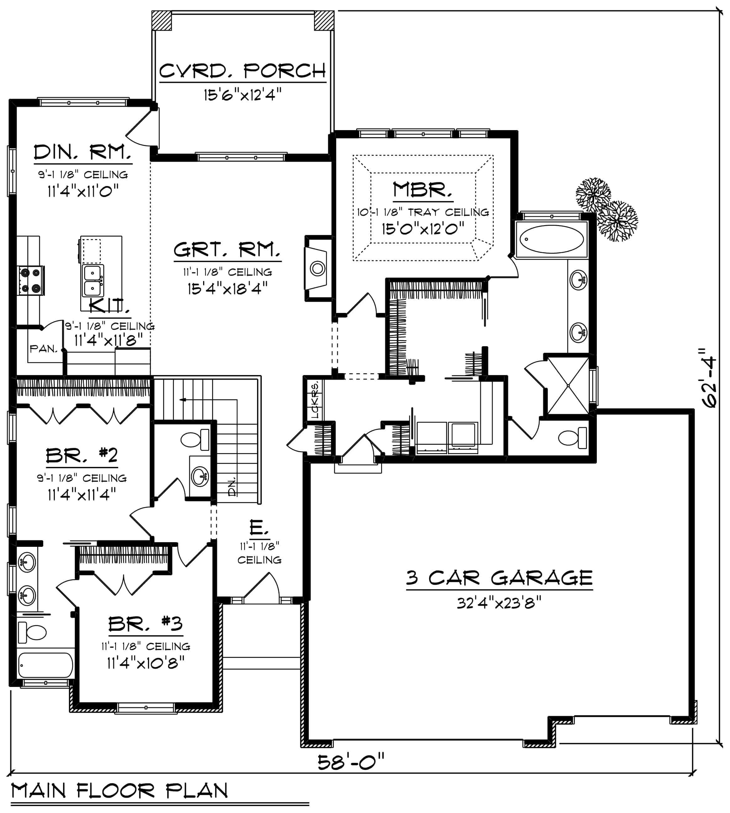 Main Level of Ranch Plan #101-1907