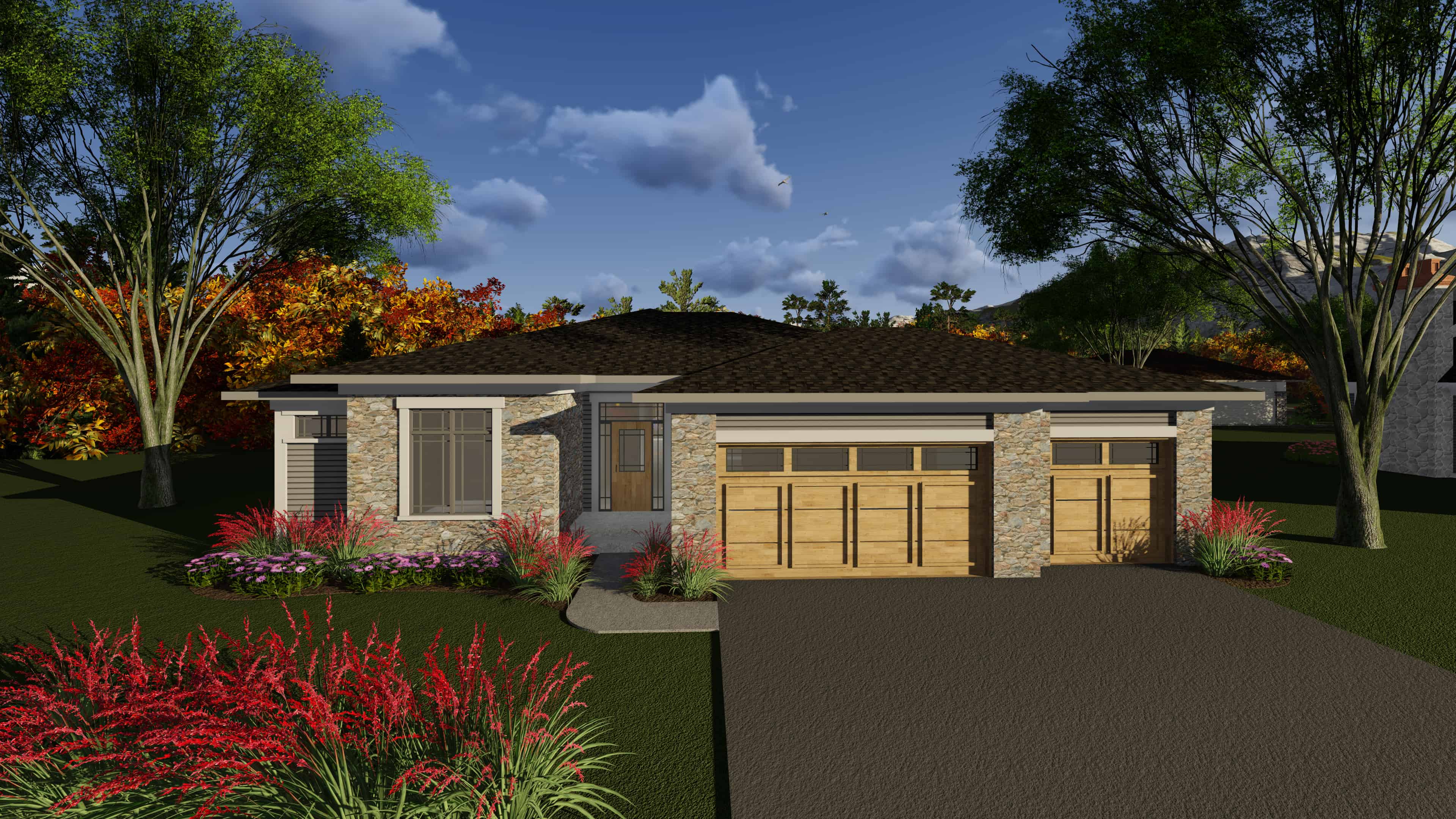 Front elevation of Ranch home (ThePlanCollection: House Plan #101-1907)