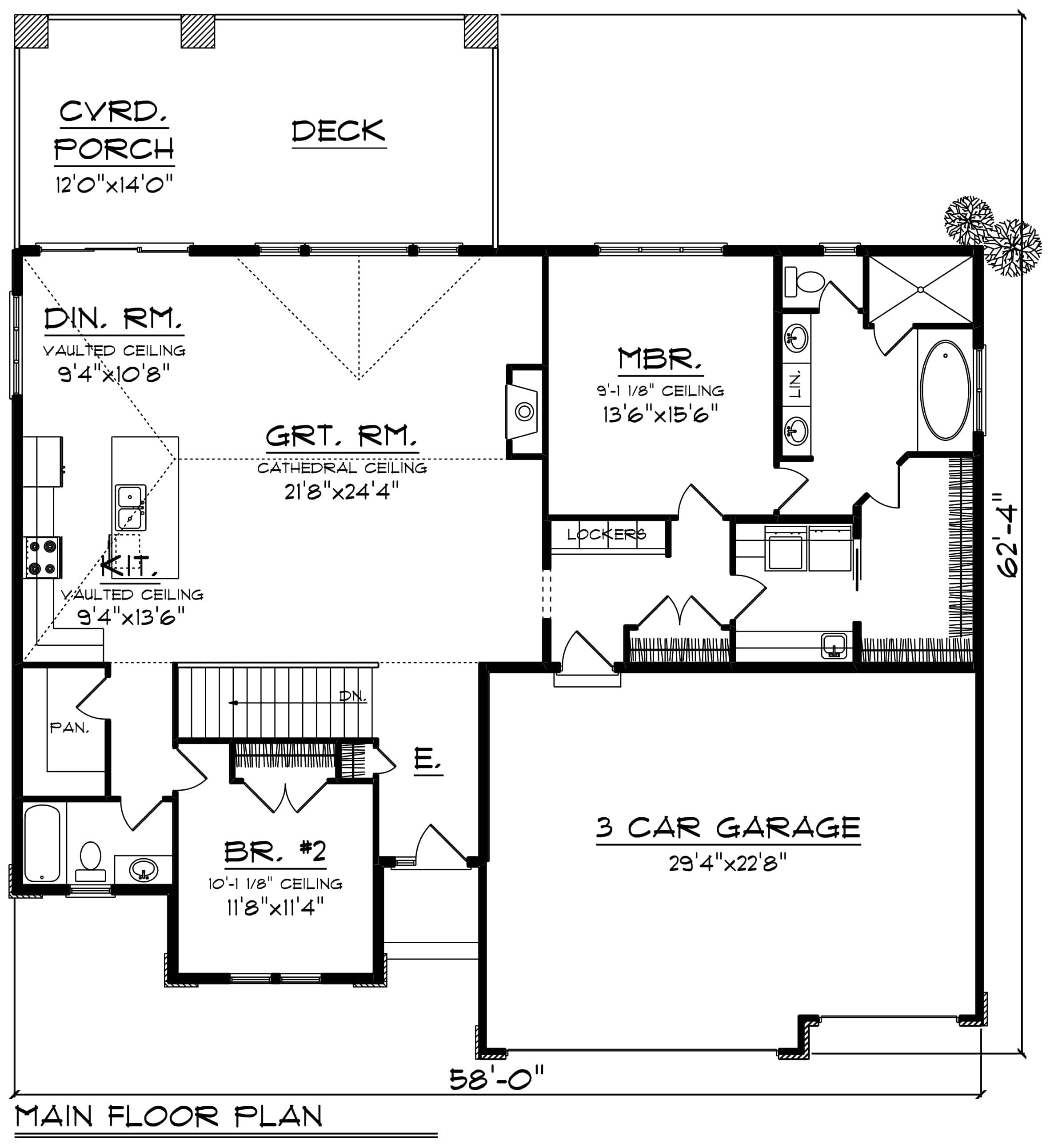 Main Level of Contemporary Plan #101-1911