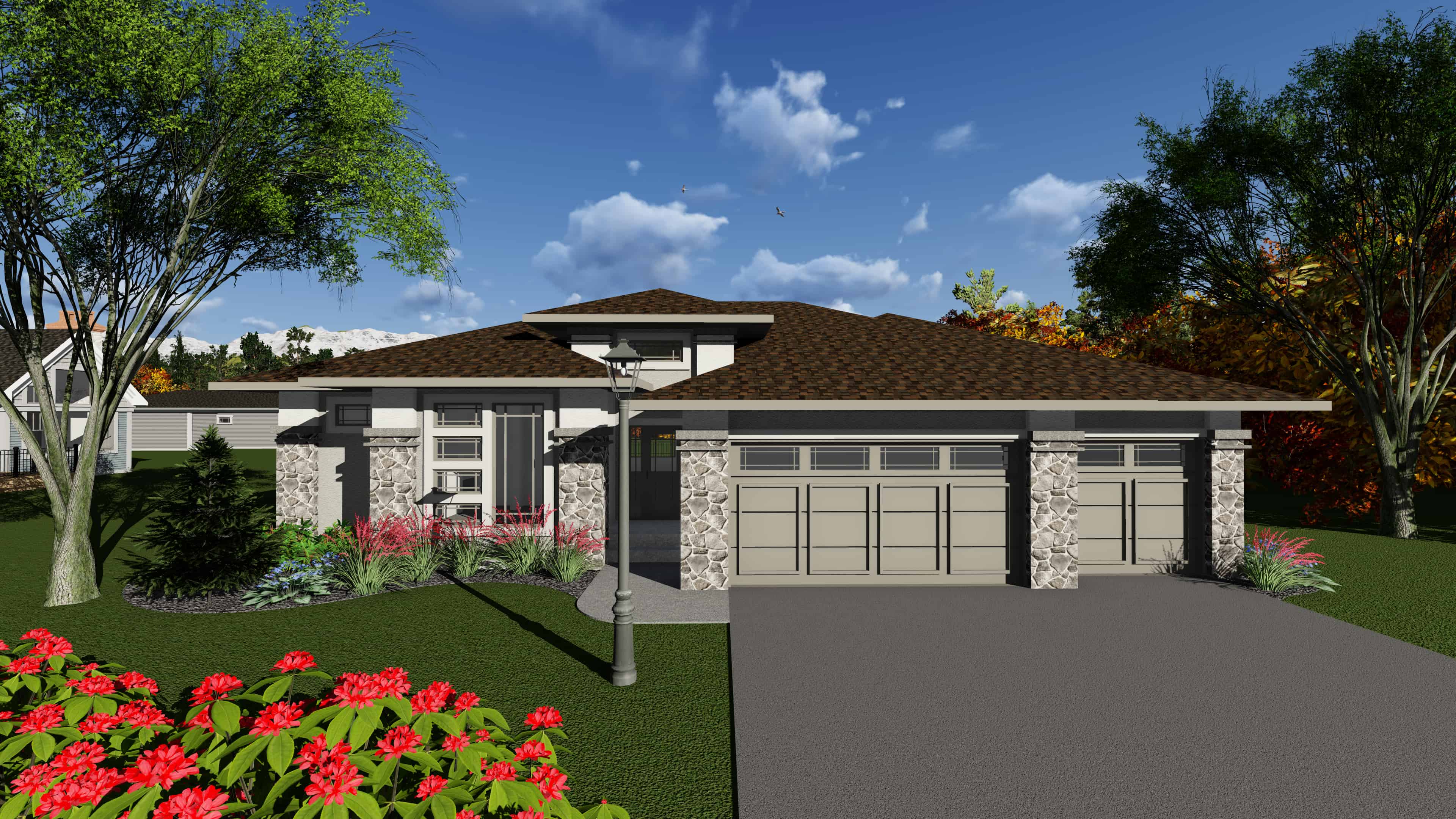 Front elevation of Contemporary home (ThePlanCollection: House Plan #101-1911)